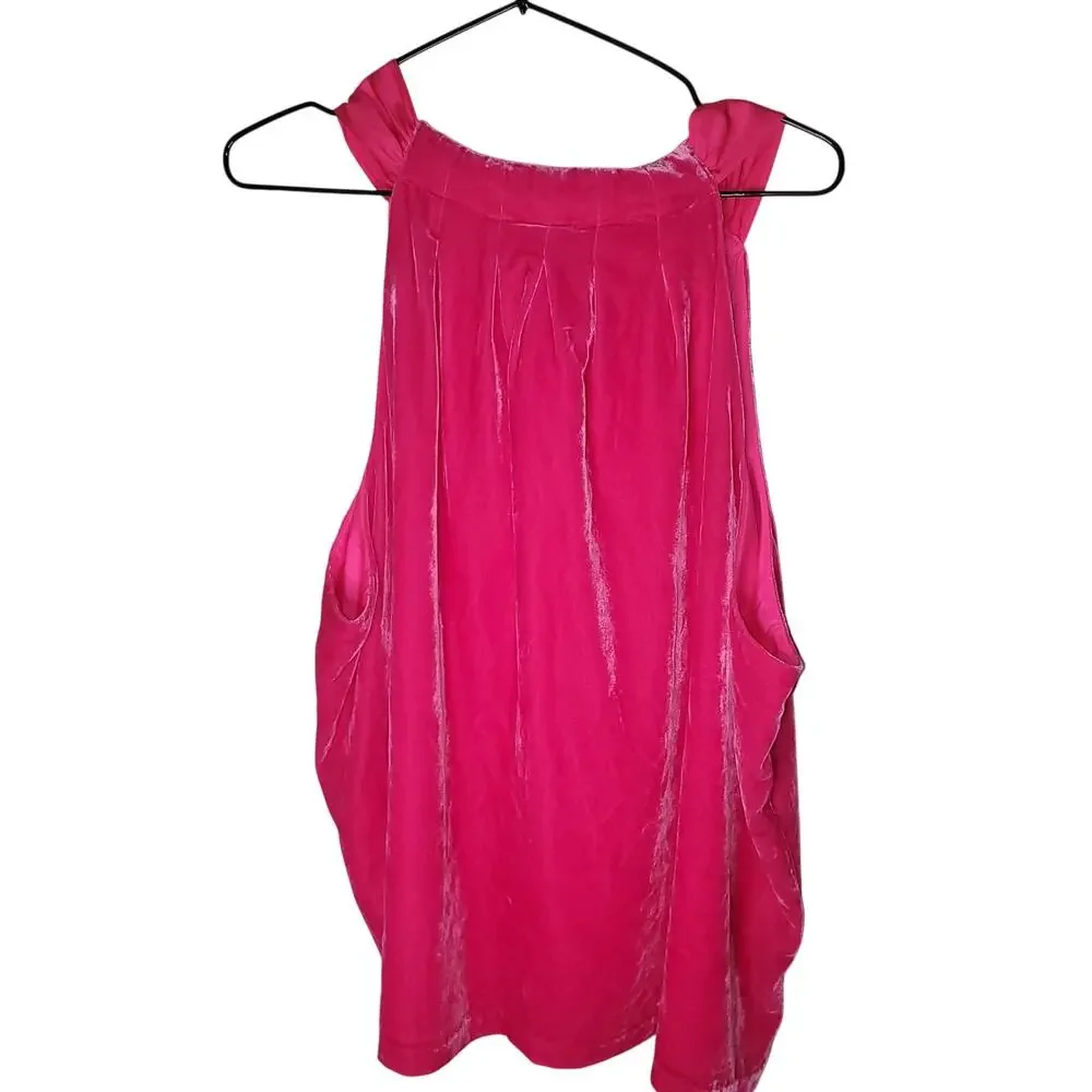J.Crew Velvet Halter Bow Tank Top Barbie Pink 3X Sleeveless Party Club